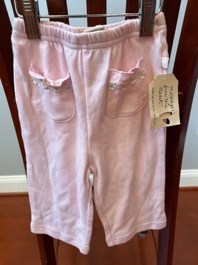 Pink Baby/Toddler Cozy Pants with Floral Trim